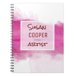 WatercolorBrushstrokes Hochrot und ROSE Desig Notizblock