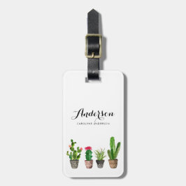 Watercoloreingemachte Succulents personalisiert Gepäckanhänger