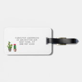 Watercoloreingemachte Succulents personalisiert Gepäckanhänger (Rückseite horizontal)