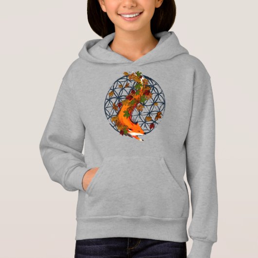 Watercolorfox-Blume des Leben-Geist-Tieres Hoodie (Vorderseite)