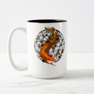 Watercolorfox-Blume des Leben-Geist-Tieres Zweifarbige Tasse