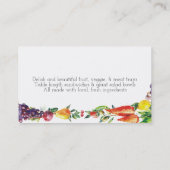 Watercolorfruchtgemüse-Catering-Geschäftskarte Visitenkarte (Rückseite)