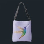 WatercolorGolden-tailed Sapphire Hummingbird Tragetaschen Mit Langen Trägern<br><div class="desc">Cross-body bag featuring a hand-painted Golden-tailed Sapphire Hummingbird.</div>