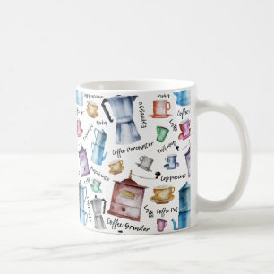 Watercolorkaffee Espressoschalen, Tassentopfmuster Kaffeetasse