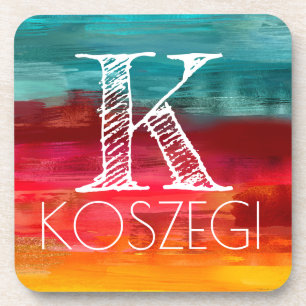 Watercolormonogramminitialen-Untersetzer-Set Getränkeuntersetzer