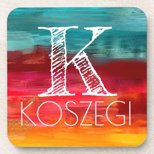Watercolormonogramminitialen-Untersetzer-Set Getränkeuntersetzer (Vorderseite)