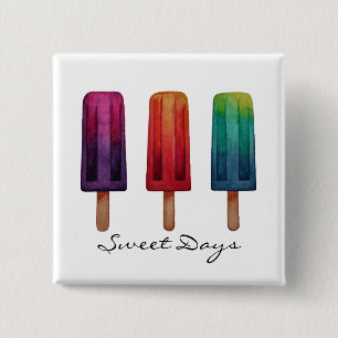 Watercolorniedliches Popsicleeiscreme Button