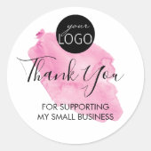 WatercolornPink Vielen Dank für Ihr benutzerdefini Runder Aufkleber (Vorderseite)