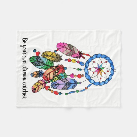 Watercolorregenbogen-Traumfänger u. inspirieren Fleecedecke (Vorderseite (Horizontal))