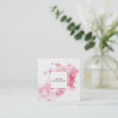 Watercolorrosa BlumenSpritzer-Weißrahmen Quadratische Visitenkarte (Stehend Vorderseite)