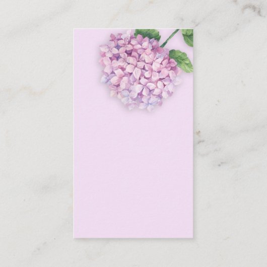 Watercolorrosa Hydrangea-Blume Visitenkarte (Rückseite)