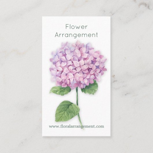 Watercolorrosa Hydrangea-Blume Visitenkarte (Vorderseite)