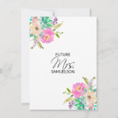 Watercolorrosa lila Brautmit blumenbrunch Einladung (Rückseite)