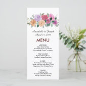 watercolors Florals Modern Botanical Wedding Menükarte (Stehend Vorderseite)