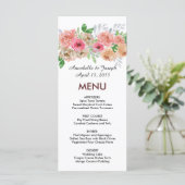watercolors Florals Modern Botanical Wedding Menükarte (Stehend Vorderseite)