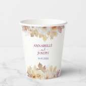 watercolors Florals Modern Botanical Wedding Pappbecher (Rückseite)