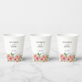 watercolors Florals Modern Botanical Wedding Pappbecher