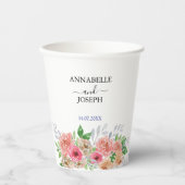 watercolors Florals Modern Botanical Wedding Pappbecher (Vorderseite)