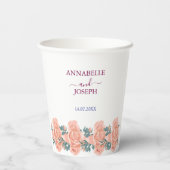 watercolors Florals Modern Botanical Wedding Pappbecher (Rückseite)