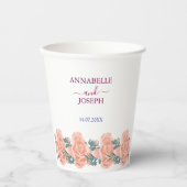 watercolors Florals Modern Botanical Wedding Pappbecher (Vorderseite)