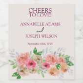 watercolors Florals Modern Botanical Wedding Weinetikett (Einzelnes Label)