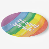 Watercolors Happy Pride Regenbogen Pappteller (Schrägansicht)