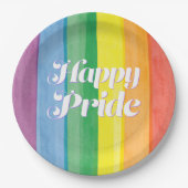 Watercolors Happy Pride Regenbogen Pappteller (Vorderseite)