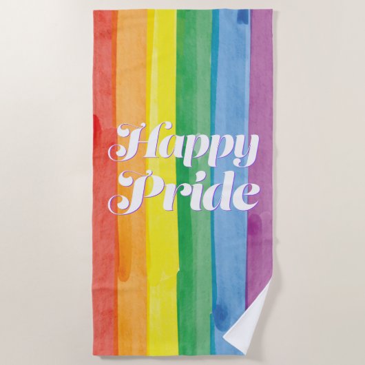 Watercolors Happy Pride Regenbogen Strandtuch (Vorderseite)