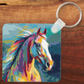 Watercolors Horse Head Illustration Schlüsselanhänger (Rückseite)