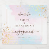 Watercolors Pink Teal Names Cheers Engagement Schaumweinetikett (Einzelnes Label)