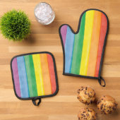 Watercolors Pride Regenbogen Ofenhandschuh & Topflappen-Set (Oben Unten)