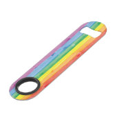 Watercolors Pride Regenbogen Speed Flaschenöffner (Rückseite Schrägansicht)