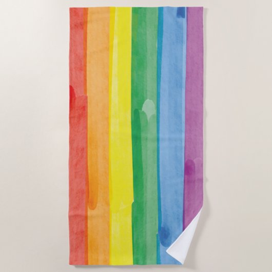 Watercolors Pride Regenbogen Strandtuch (Vorderseite)