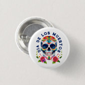 Watercolors Retro Sugar Skull Button (Vorne & Hinten)