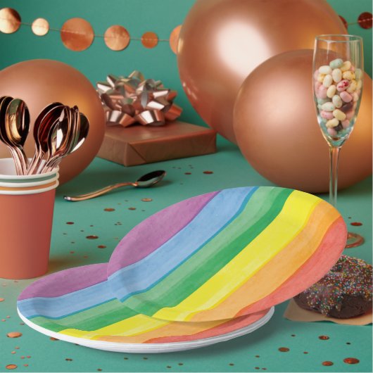 Watercolors Stolz Regenbogen Pappteller (Multi)