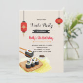 Watercolorsushi-Party Einladung (Stehend Vorderseite)