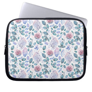 Watercolorunicorn-Kristall-u. Rosen-Muster Laptopschutzhülle