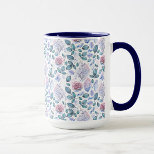 Watercolorunicorn-Kristall-u. Rosen-Muster Tasse