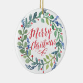 Watercolorwreath-WeihnachtsFoto Keramikornament (Rechts)