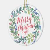 Watercolorwreath-WeihnachtsFoto Keramikornament (Links)