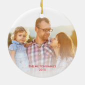 Watercolorwreath-WeihnachtsFoto-Schwarzes Keramik Ornament (Hinten)