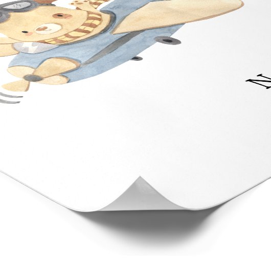 Watercolour Airplane Name Poster (Ecke)