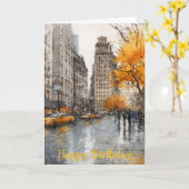 Watercolour Autumn in New York Karte (Gelbe Blume)