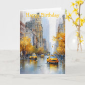 Watercolour Autumn in New York Karte (Gelbe Blume)