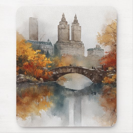 Watercolour Autumn in New York Mousepad (Vorne)