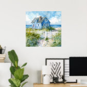 Watercolour Beach Cottage Poster (Heimbüro)