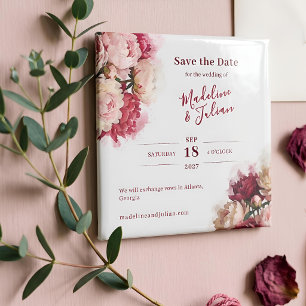 Watercolour Blooms   Pfingstrose Save-the-Date-Mag Magnet