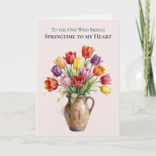 Watercolour Blooms Tulpen Klassischer Muttertag Feiertagskarte
