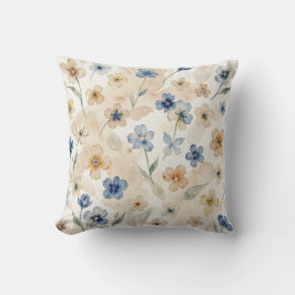 Watercolour Blue and Yellow Floral  Kissen