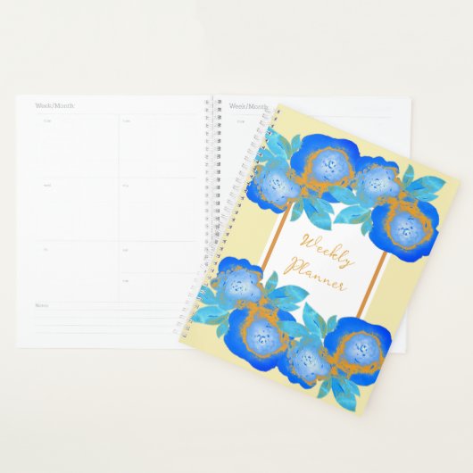 Watercolour Blue Gold Roses Weekly Planer (Anzeige)